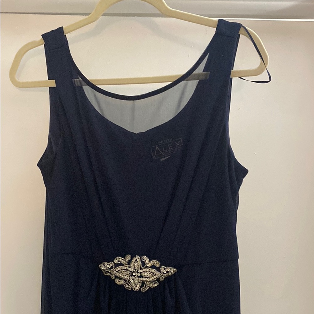 Alex Evenings Midnight Blue Gown with Embellished Waist